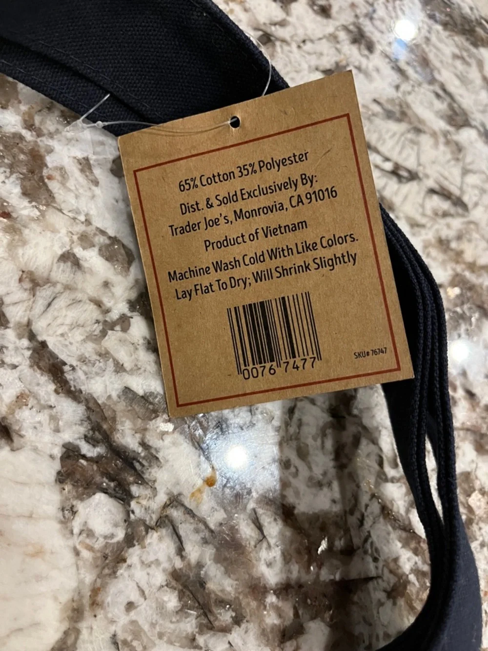 Trader Joe's Cream and Dark Blue Canvas mini Tote Bag - Picture 3 of 3